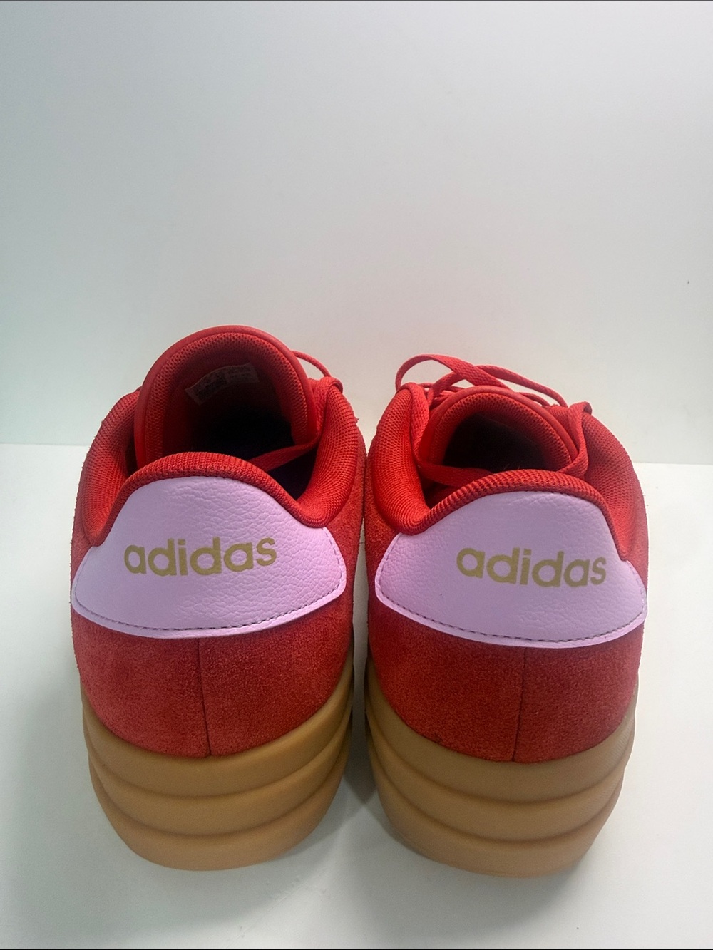 adidas Woman’s Red Suede Platform Sneakers with Pink Stripes. Size 9.5 - Picture 5 of 9